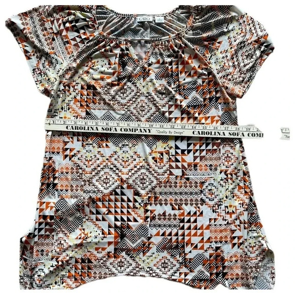 Cato’s Abstract Multicolor Short Sleeve Tunic Blouse Women’s Small - Picture 8 of 9